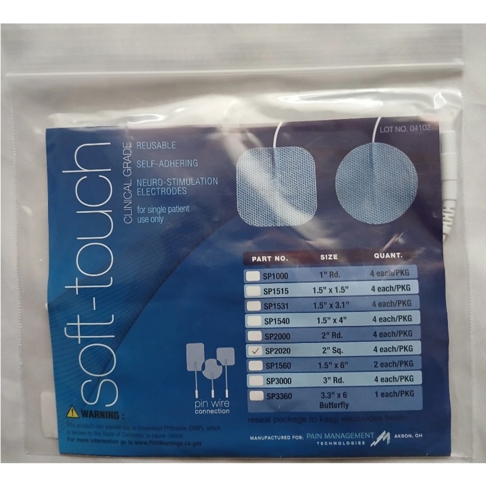 Soft-Touch SP2020 Neuro Stimulation Electrodes Cloth Tyco Gel, 2" sq., 4 PCS/PK